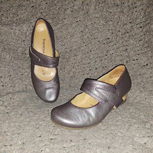 THERESIA M.-Metallic Leather Mary Janes-Strap/Heel-Size 4.5UK/6.5US-Near Mint